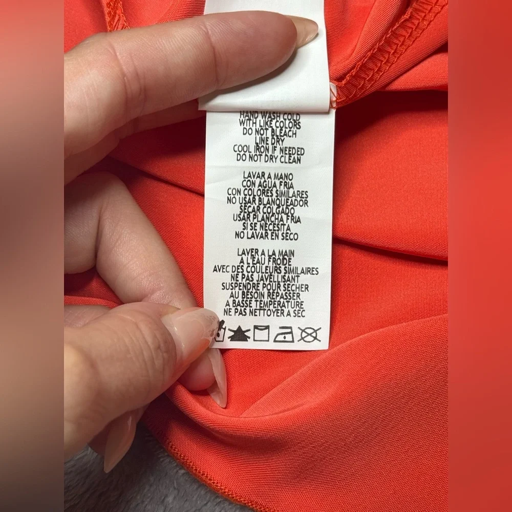 Bebe Size L Orange Satin Midi Dress with Cowl Neck NWT - Picture 8 of 9